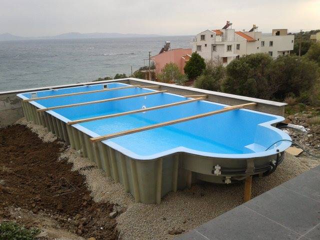 İzmir Dikili Fiberglass  Polyester Prefabrik Hazır Yüzme Havuzu Çalışmamız 
